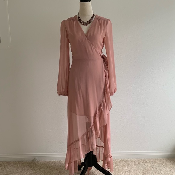 Bardot pink chiffon wrap dress - Picture 3 of 4